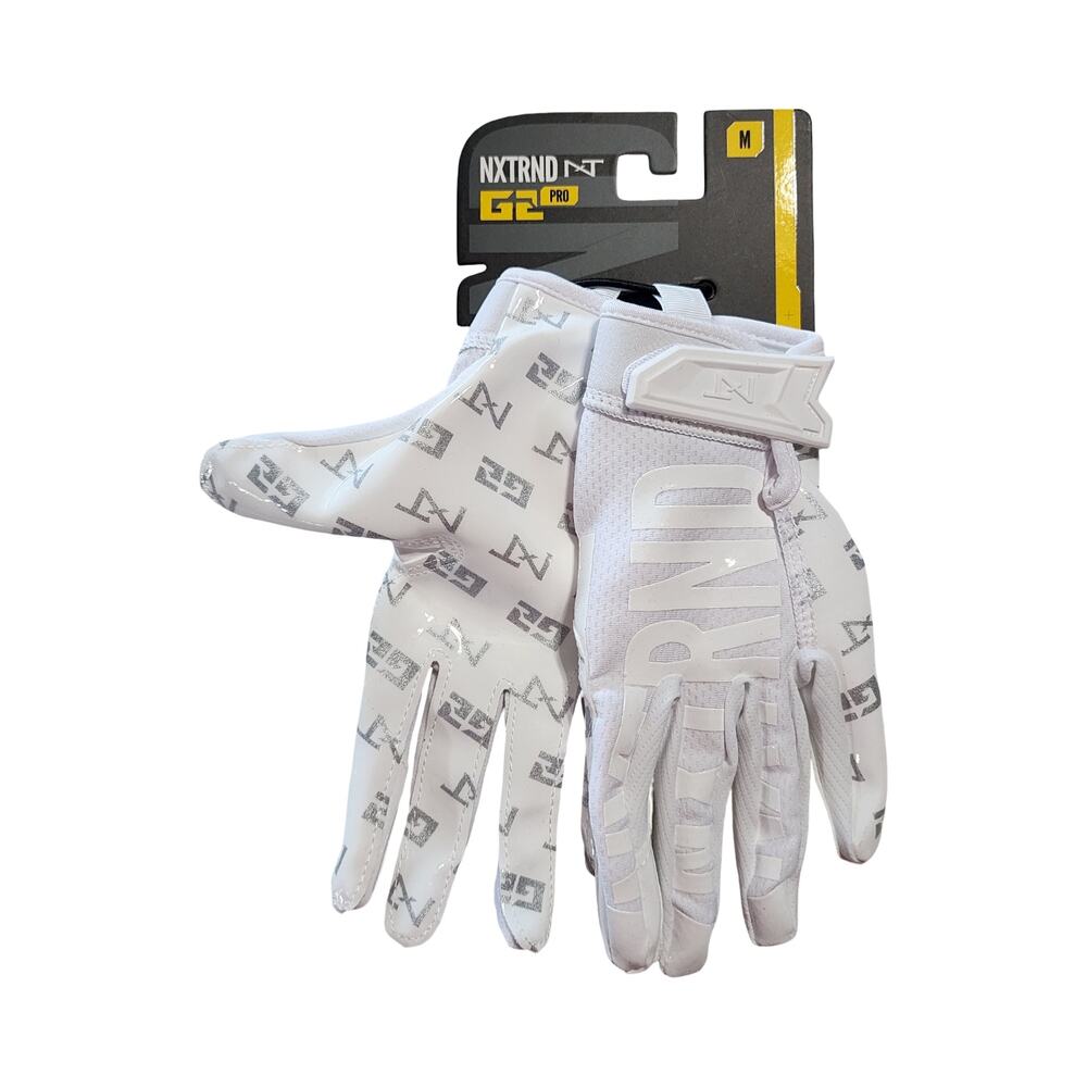 NXTRND G2 PRO Adult Football Gloves White Silver Receiver Men's Medium NWT